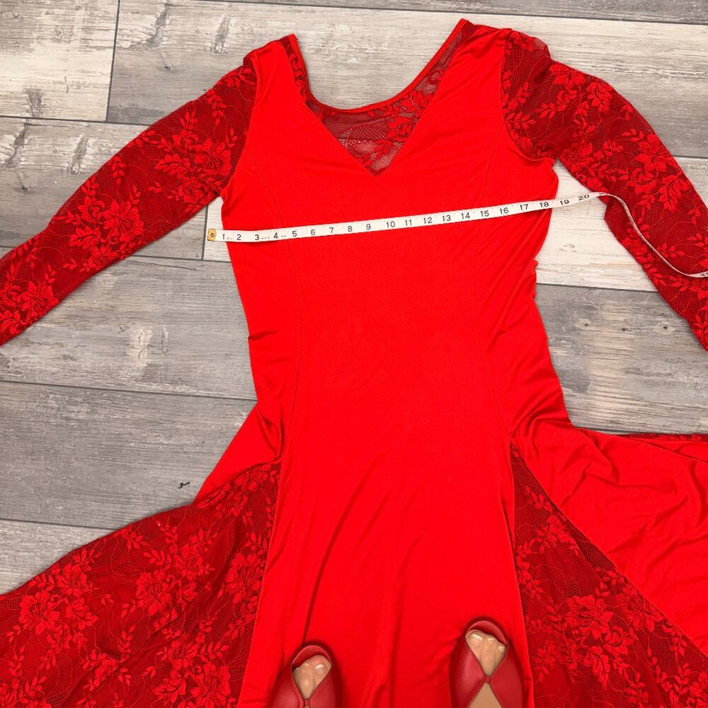Valentine Red Dance America? (No Tags) Sz M-L Smooth Ballroom Dress - Picture 10 of 10